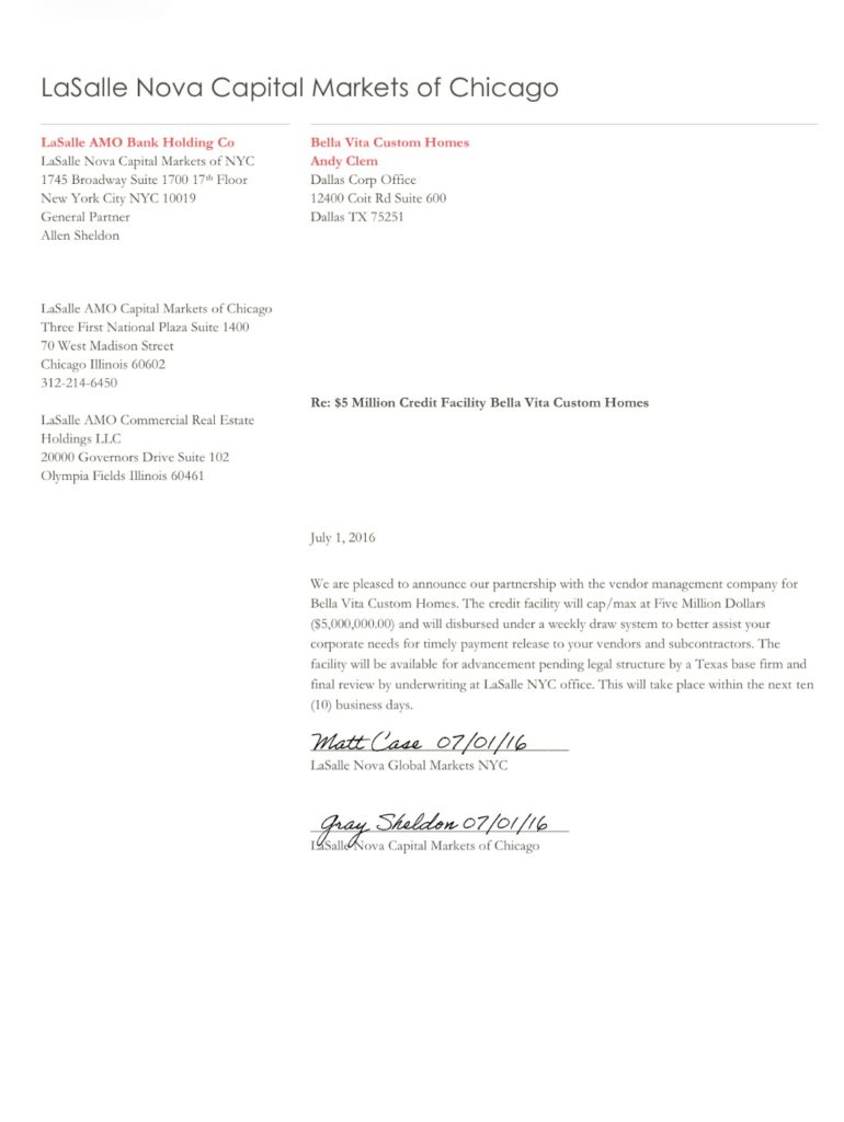 LaSalle Letter homebuilder