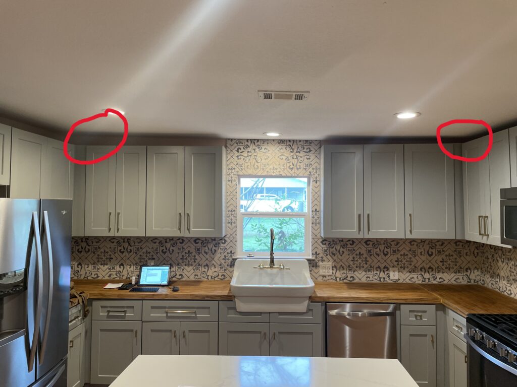 uneven cabinet installment