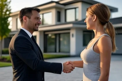 Handshake in Front of a House