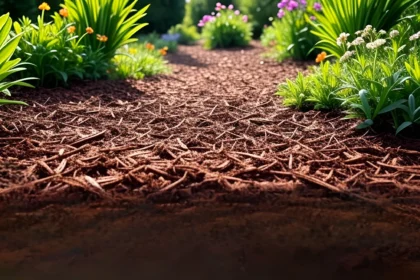 Mulch applied to the soil and plants