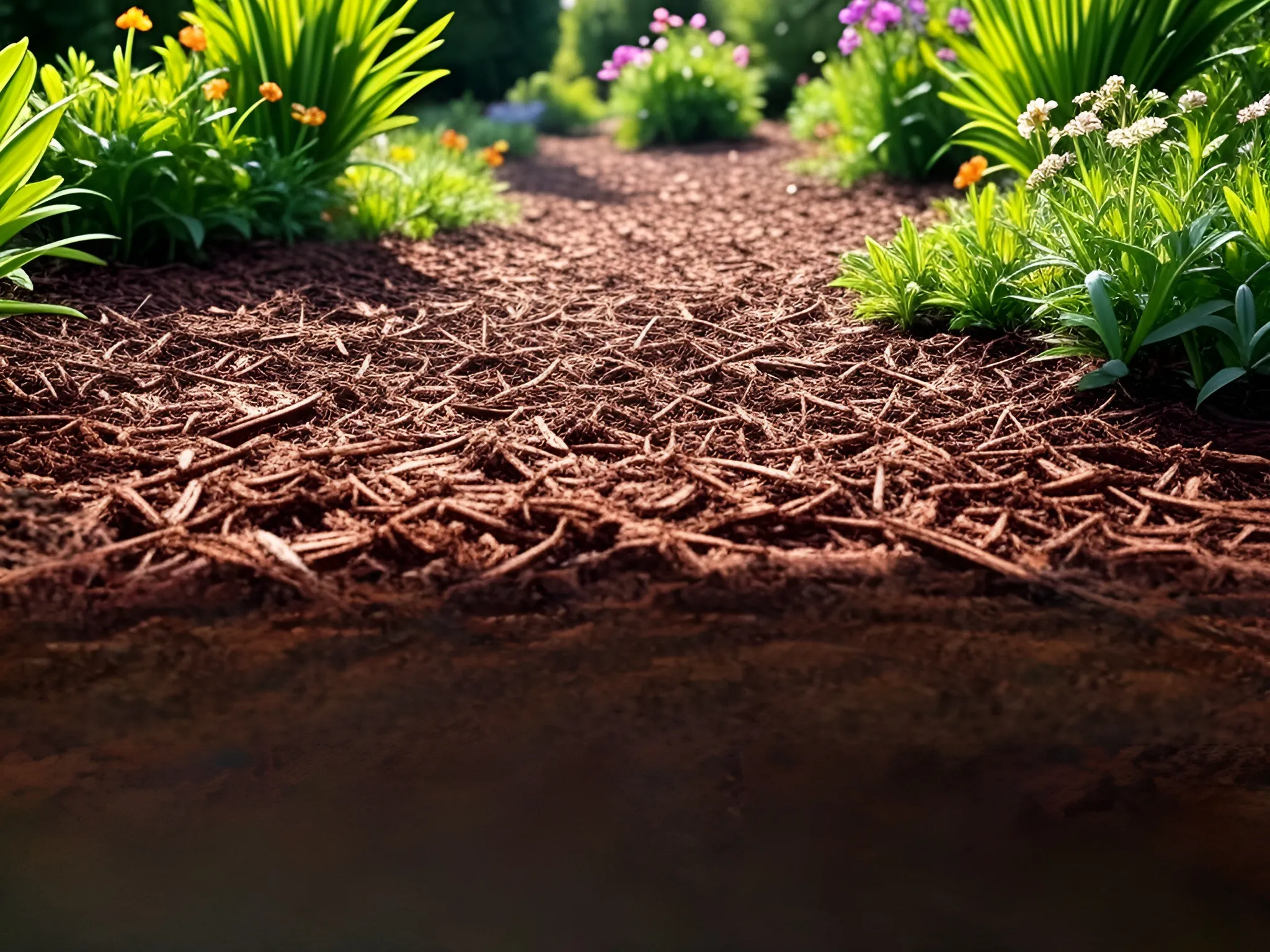 Mulch applied to the soil and plants