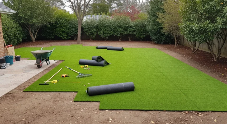 Tools and materials for installing artificial grass at home