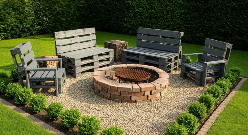 DIY outdoor decor using pallets and cheap fabric