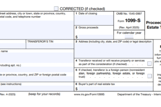 IRS Form 1099-S 2025