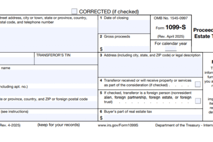 IRS Form 1099-S 2025