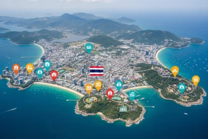 A map-style image of Phuket highlighting investment zones