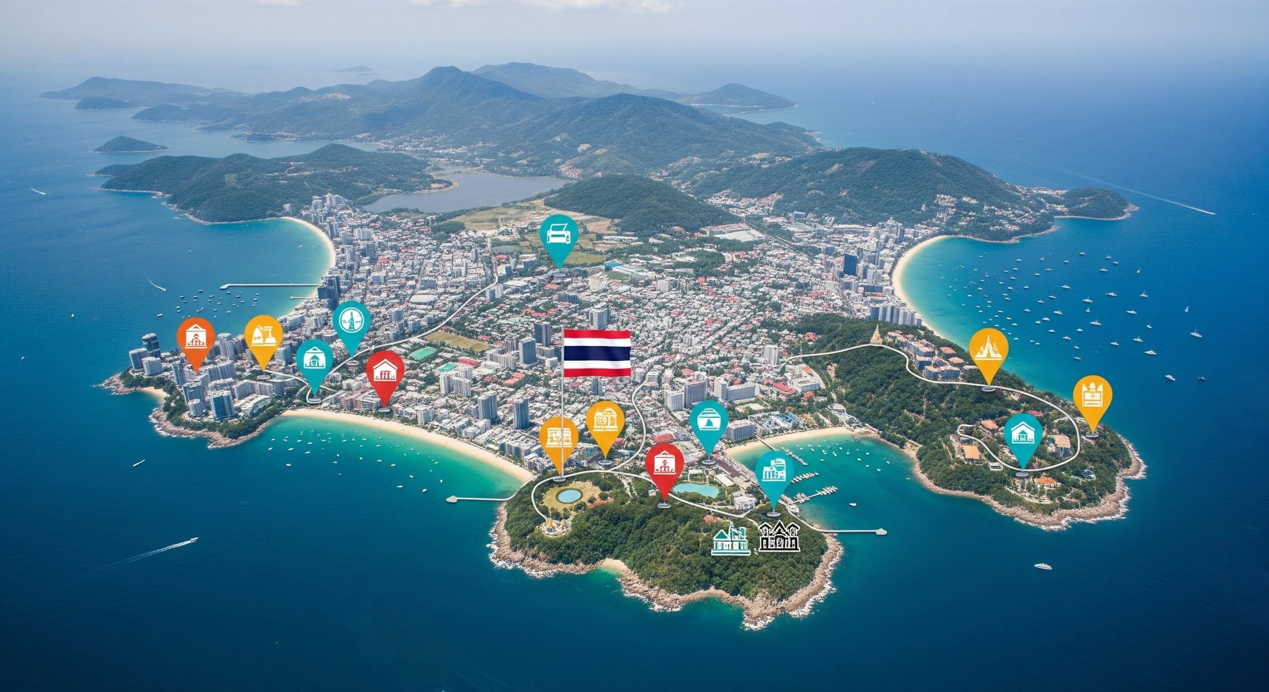 Why Buying Land in Thailand Is Still One of the Smartest Long-Term Investments A map-style image of Phuket highlighting investment zones