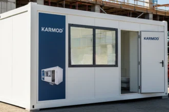 Karmod portable WC cabin for sanitation at a construction site — modular, hygienic, and mobile restroom solution