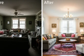 Simple living room makeover before and after