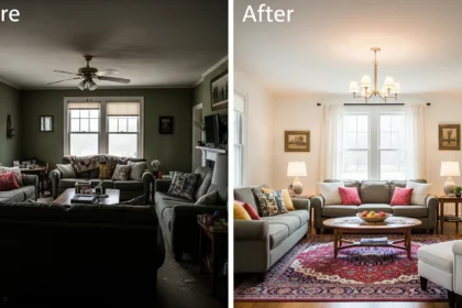 Simple living room makeover before and after