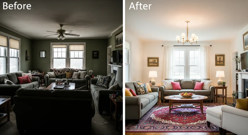 Simple living room makeover before and after