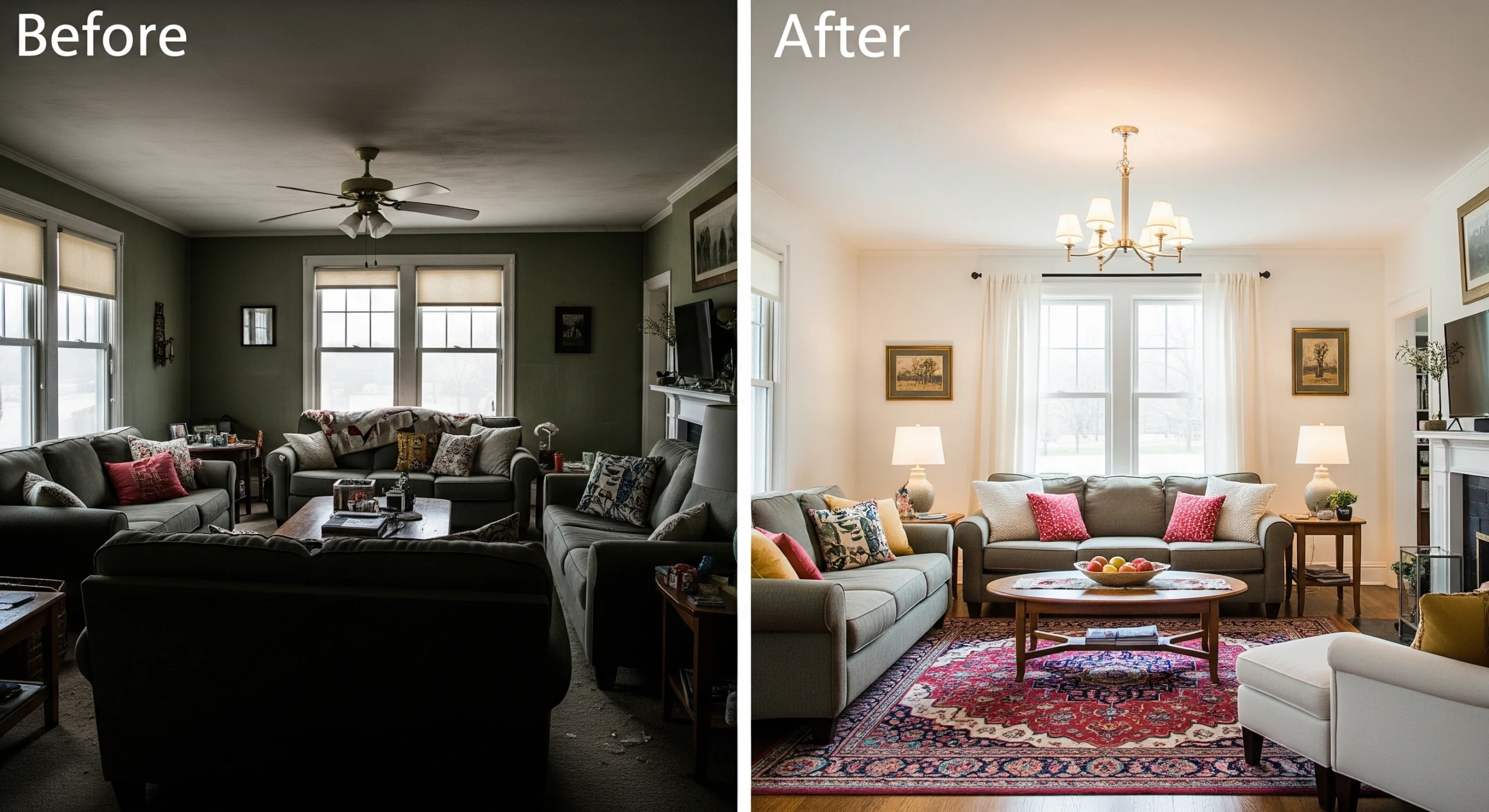 Simple living room makeover before and after