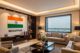 Living room of a 3 BHK luxury apartment