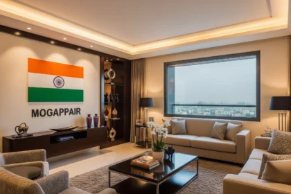Living room of a 3 BHK luxury apartment