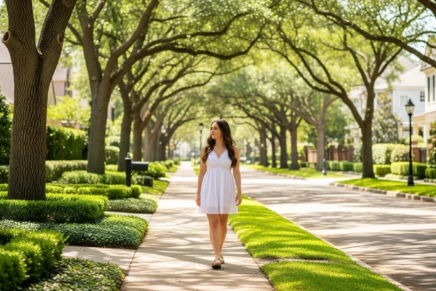 West University Place neighborhood with safe family-friendly streets
