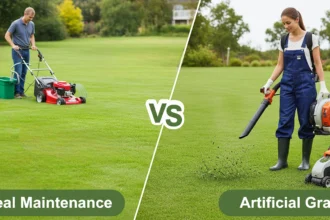 comparison between artificial and real grass maintenance
