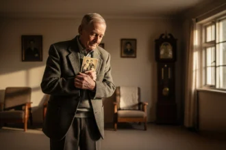 Senior man reflecting on memories in his old home