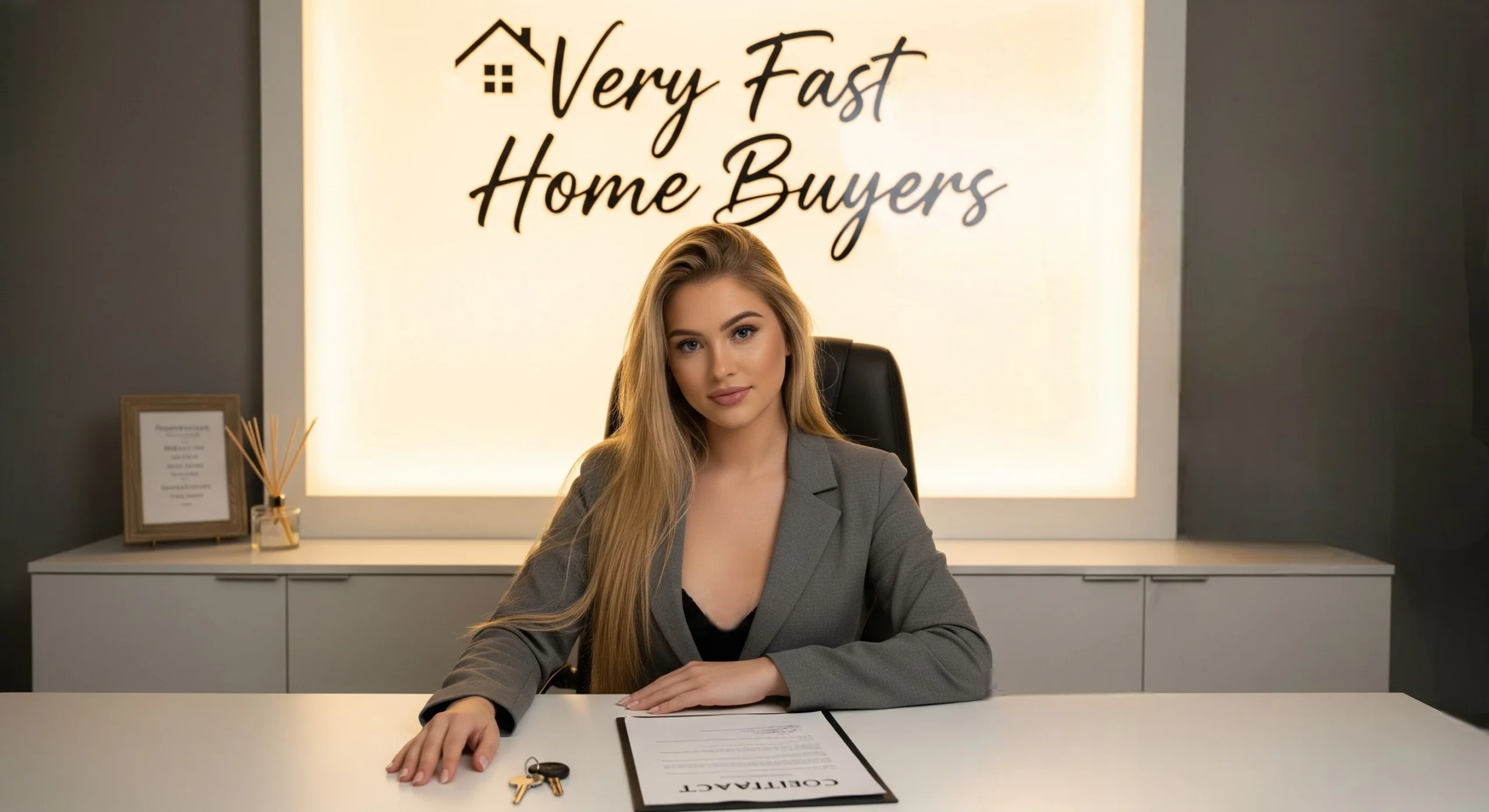 Signed contract and house keys on table
