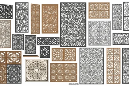 Various laser-cut courtyard elements