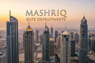 High-rise residential buildings with sunset backdrop