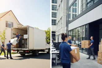 Family home move and office relocation side by side