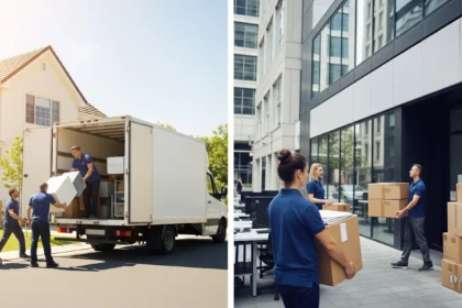 Family home move and office relocation side by side