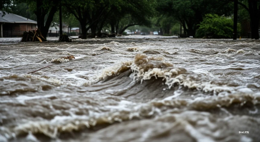 Flooded street in Kerrville or Hunt