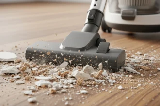 HEPA vacuum removing construction dust