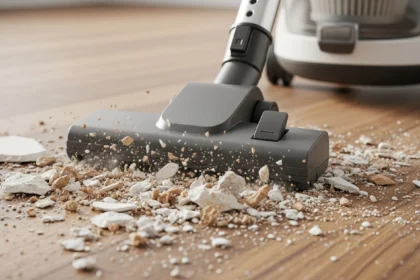 HEPA vacuum removing construction dust