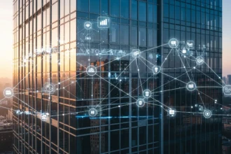 High-rise building with smart automation systems