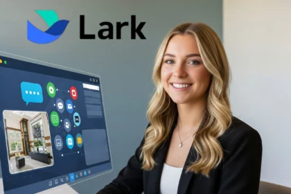 A girl using all-in-one collaboration software on devices