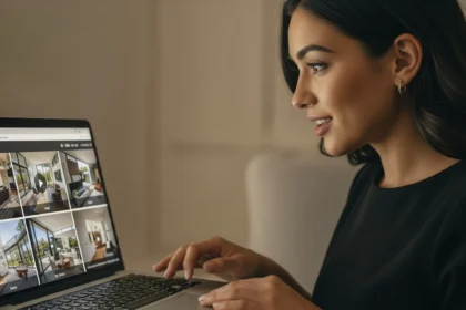 a girl browsing homes online