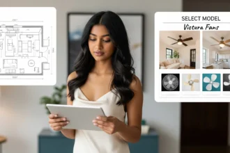 Room layout plan with fan placement