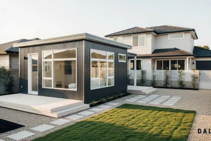 Modern accessory dwelling unit in backyard