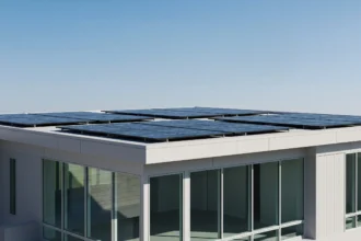 Modern Dallas home with solar panels and energy-efficient windows