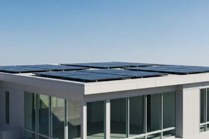 Modern Dallas home with solar panels and energy-efficient windows