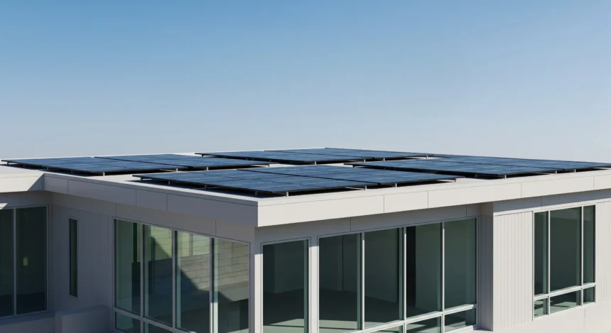 Modern Dallas home with solar panels and energy-efficient windows