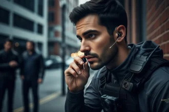 Federal agent conducting surveillance with specialized equipment