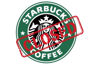 Starbucks logo illustration with closed sign overlay