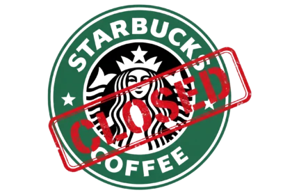 Starbucks logo illustration with closed sign overlay