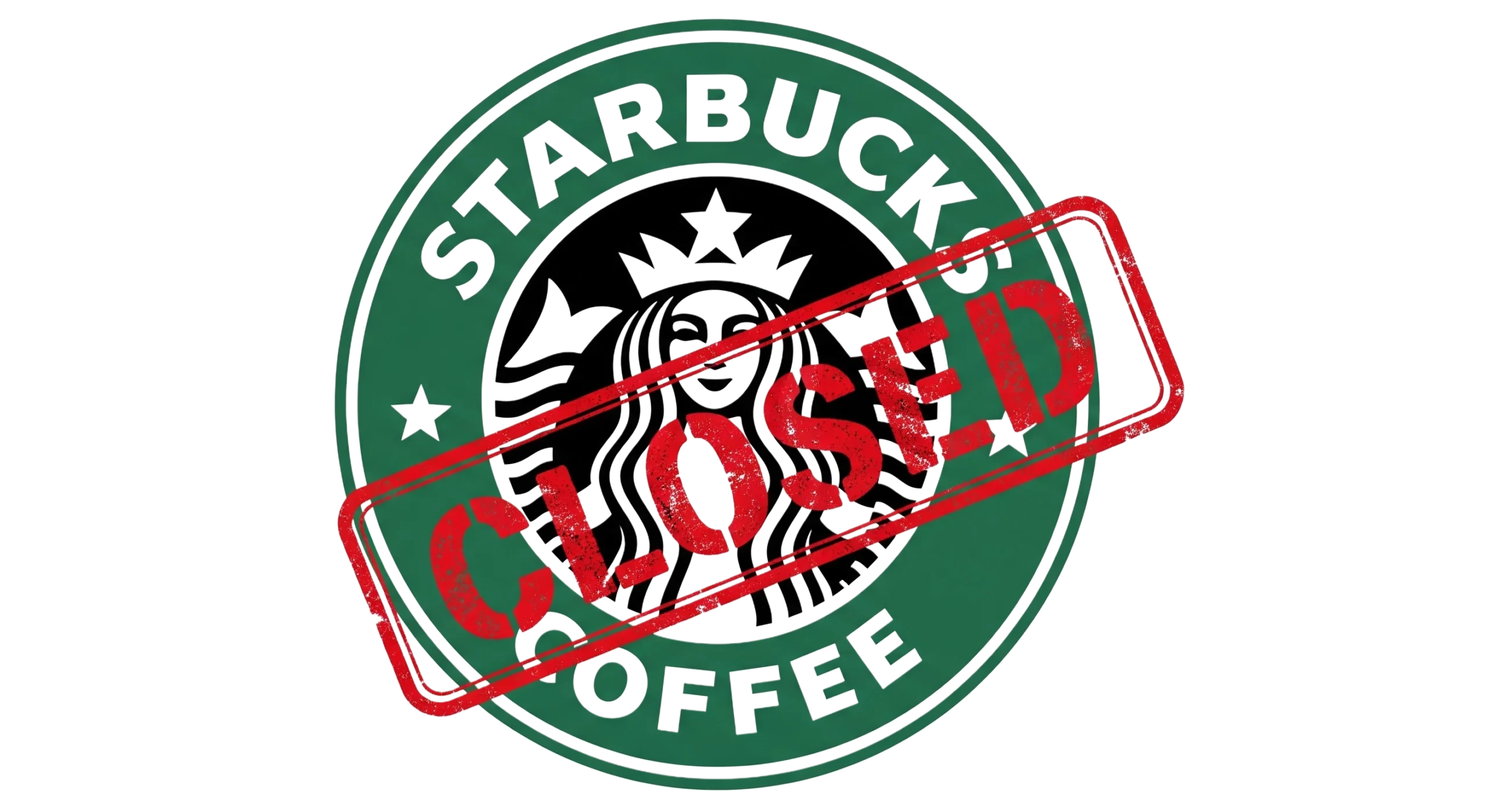 Starbucks logo illustration with closed sign overlay