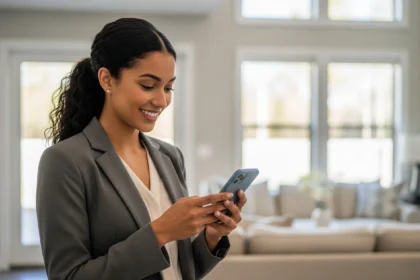 Realtor scheduling home showings on smartphone