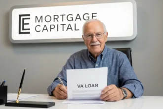 Veteran signing VA loan paperwork