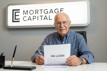 Veteran signing VA loan paperwork