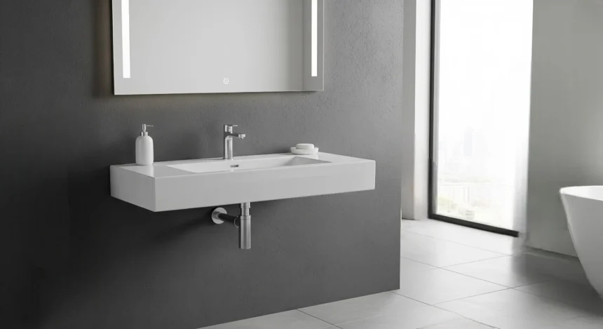 Wall-mounted tap freeing basin space