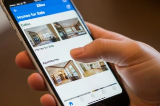 Homebuyer browsing Zillow app in Dallas