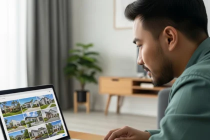 Person browsing real estate listings online