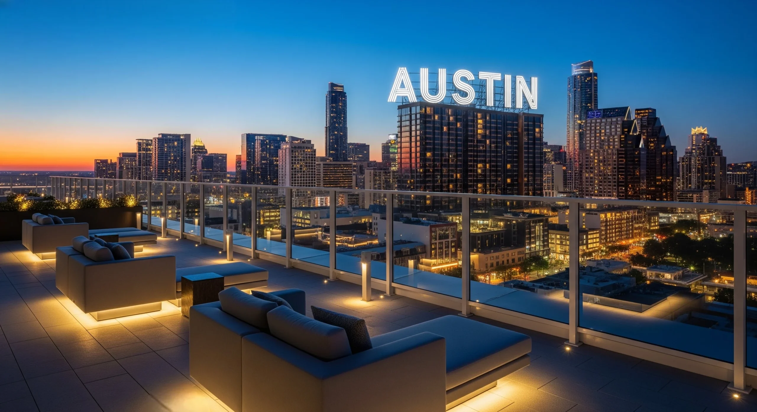 Rooftop terrace with seating and plants
