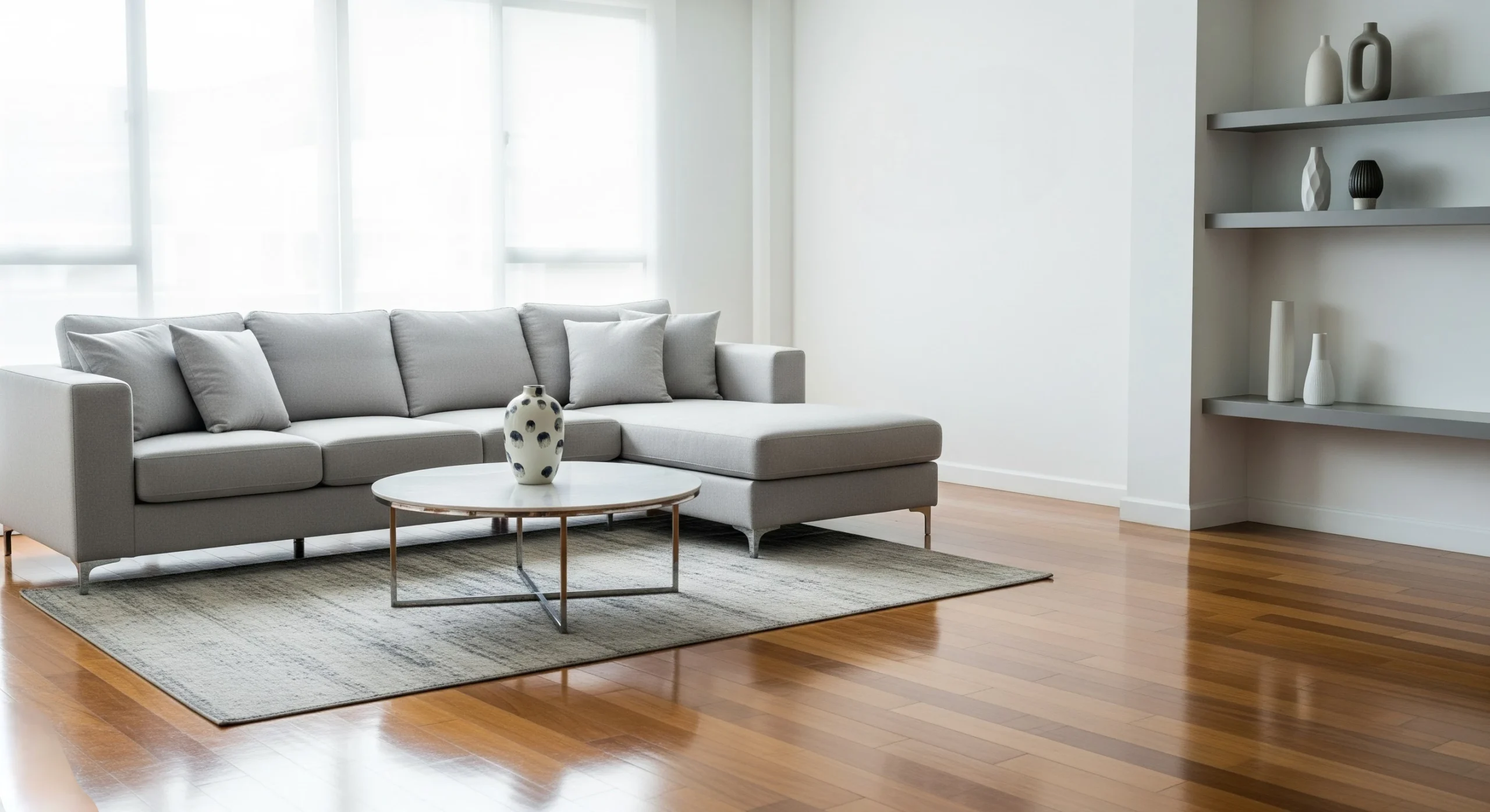 Sparkling living room after post-renovation deep clean