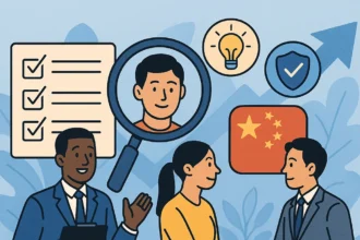 Illustrated of handshake, checklist, and factory showing reliable supplier partnership